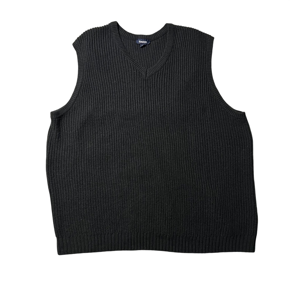 KingSize Mens 5XL Tall Black Shaker Knit V-Neck Sweater Vest Big and Tall